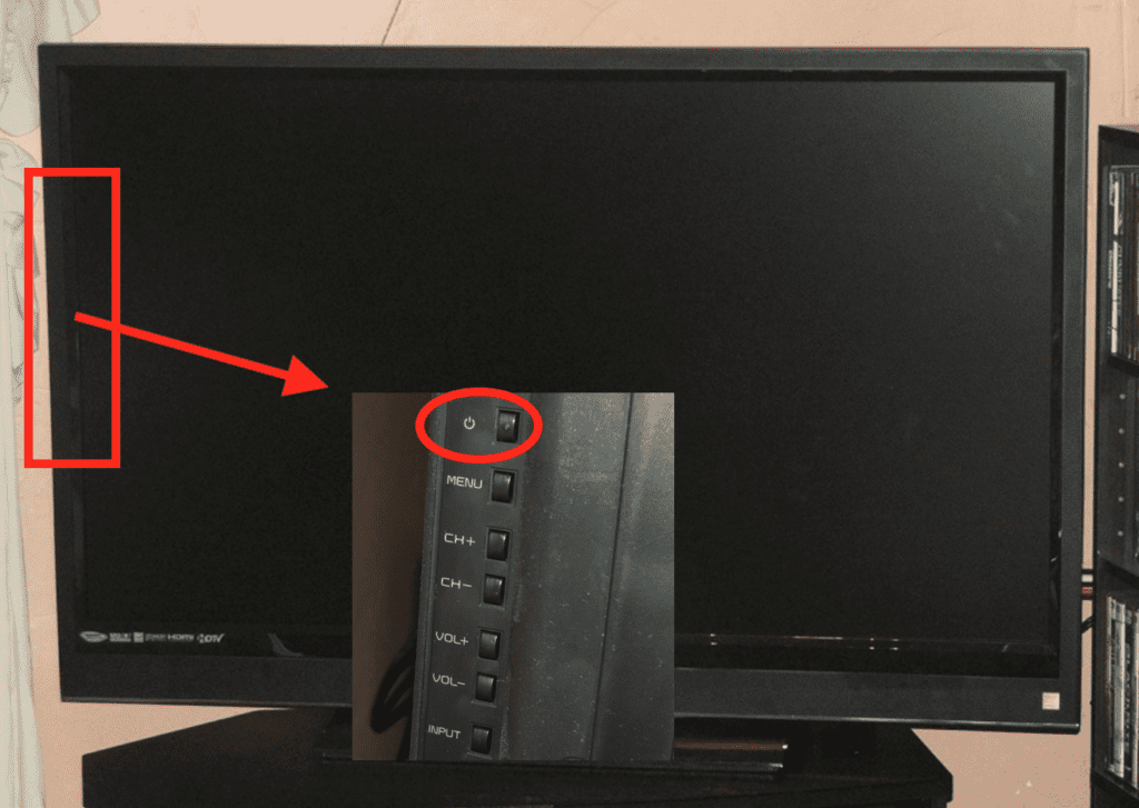 vizio tv power button left side of the tv